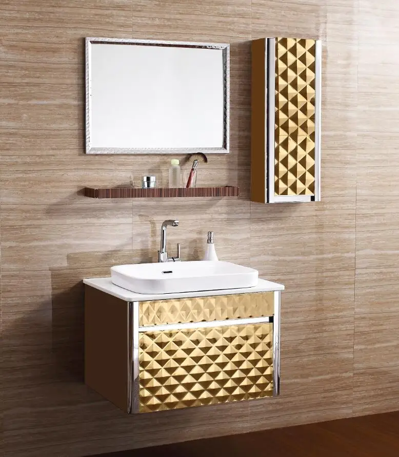 Foshan оптовая продажа золотой шкаф для ванной комнаты настенный