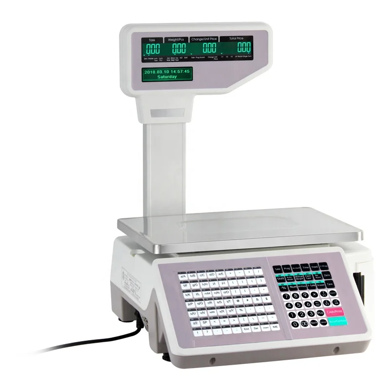 30kg Electronic Barcode Label Printing Scale Cash Register Weighing Scale With Thermal Printer
