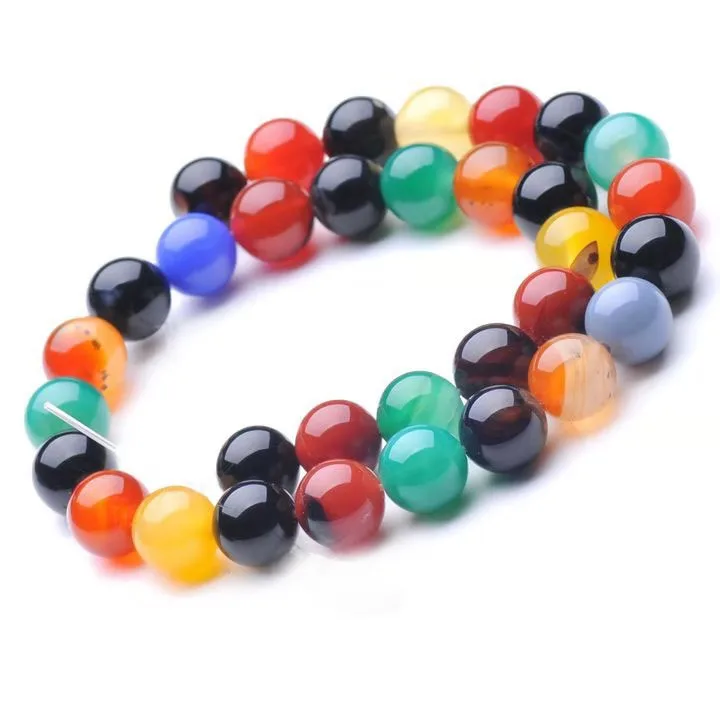 Fashion 4/6/8/10/12mm Natural Round Rainbow Agate Loose Beads Seven Color Gemstone Rainbow Agate for Jewelry Making