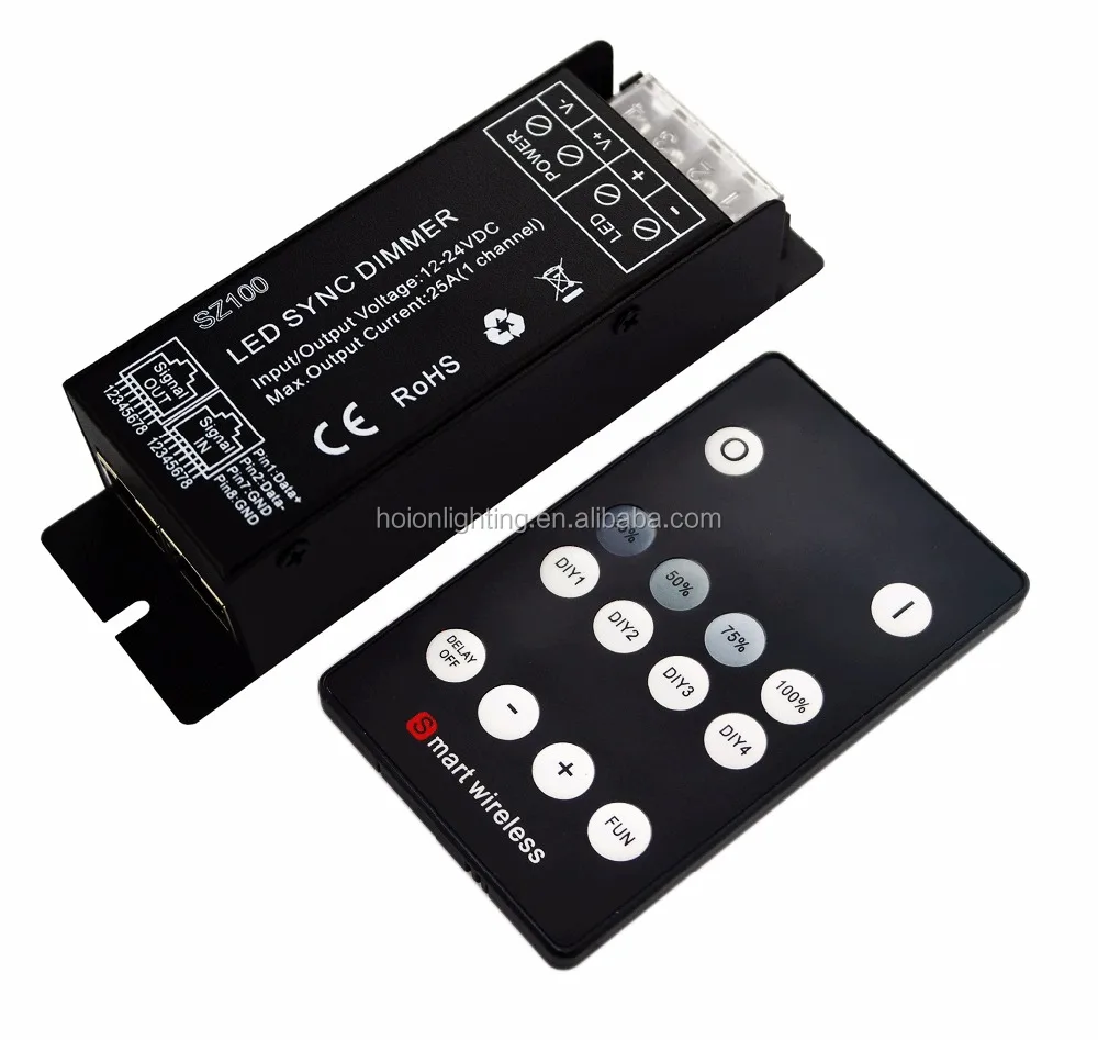 600W 24V RF Touch Remote Controller 25A COB Single Color Led Strip Dimmer