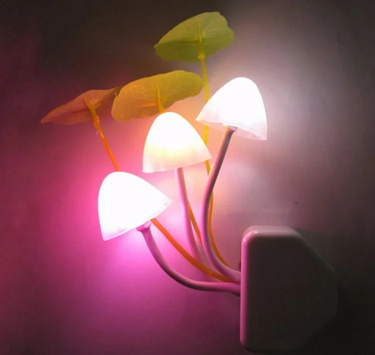 Sensor Night Light Bedroom Mushroom LED Wall Socket Lamp EU/US Plug Colorful xDO 