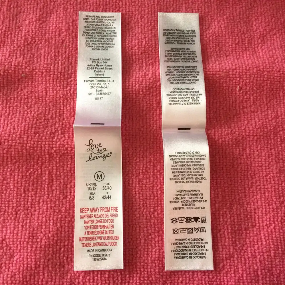 Silk Screen Printing Clothing Label for Mattress,washing Satin Label for Quilt