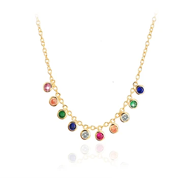 Gold Plated 925 Sterling Silver Jewelry Pave CZ Stone Necklace
