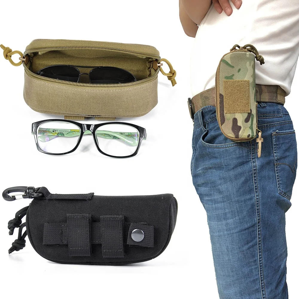 HAOWANG Tactical Molle Zipper Hard Case Carry Eyeglasses Case Outdoor Nylon Sunglasses Case