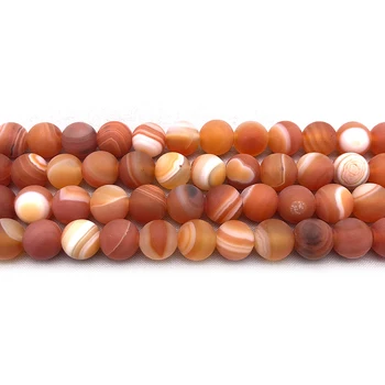 Natural matte frosted red banded 10mm agate beads for bracelet jewelry making (AB1593)