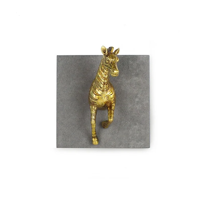 Resina de ouro escultura animal artesanato parede bastão 3D decoração de parede com placas de cimento