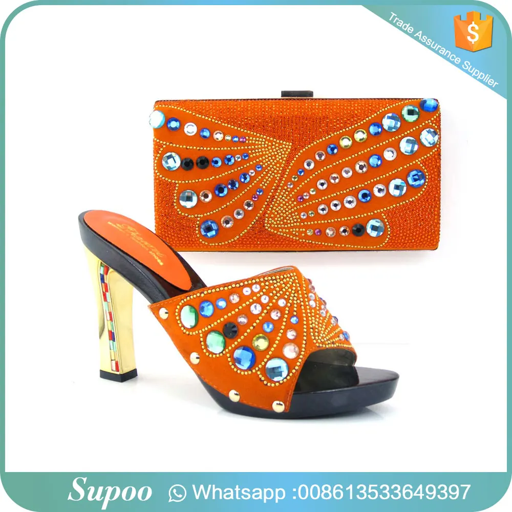 Latest Top Quality Party Wear High Heels Orange Shoes And Bag Decorated With Sequins Girls High Heel Sandals Buy Party Wear High Heels Girls High Heel Sandals Orange Shoes And Bag Decorated With