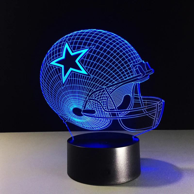 
Dallas Cowboys шлем lamparas 3d светодиодные лампы 7 видов цветов изменения Акриловые USB led Настольная лампа для детей подарок Креативный ночной Светильник декора для дома 