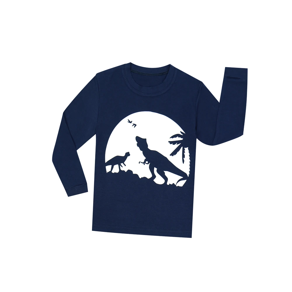 2019 светятся в темноте пижамы для мальчиков с принтом детская одежда Roupas Infantis Menina; Детские пижамы; Infantis светятся в темноте динозавр пижамы