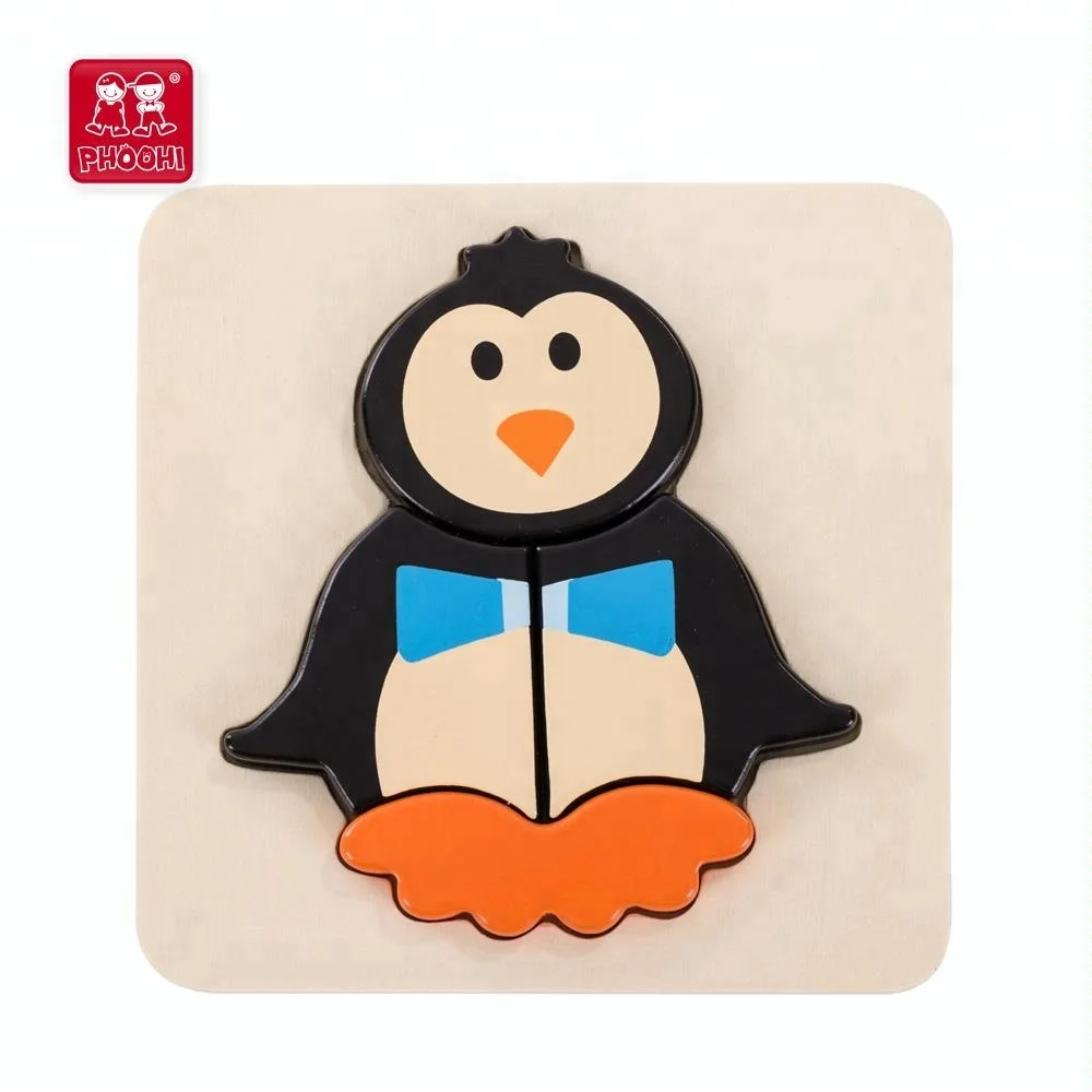 Ранние развивающие игрушки 4 шт. Пингвин фигуры животных детская деревянная головоломка для детей 1