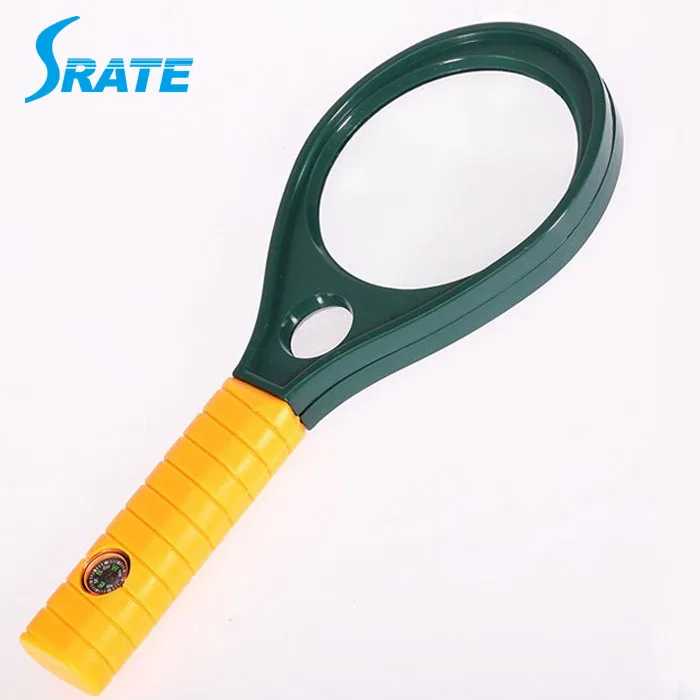 Tennis Racket Dual Lens Plastic Projector Magnifying Glass Handheld 3X 8X