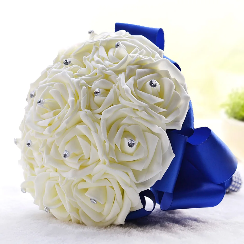 Handmade Bridal Artificial Foam Roses Flower Bouquet Wedding Bride Decor B105 