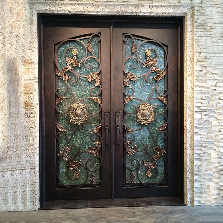 Latest Double Security Wrought Iron Door and Glass