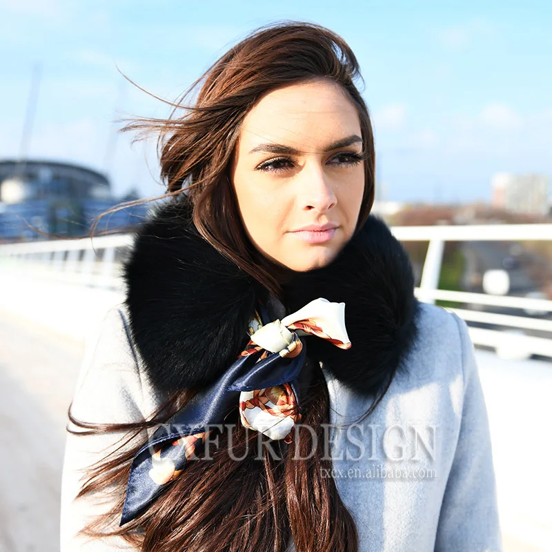 CX-A-04 для женщин; Без застежки; Съемный воротник из натурального меха лисы шарф с полиэфирный шарф