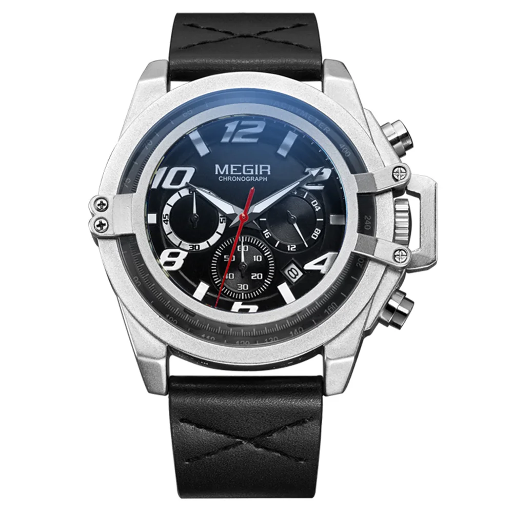 MEGIR Silver Black s2018 хронограф