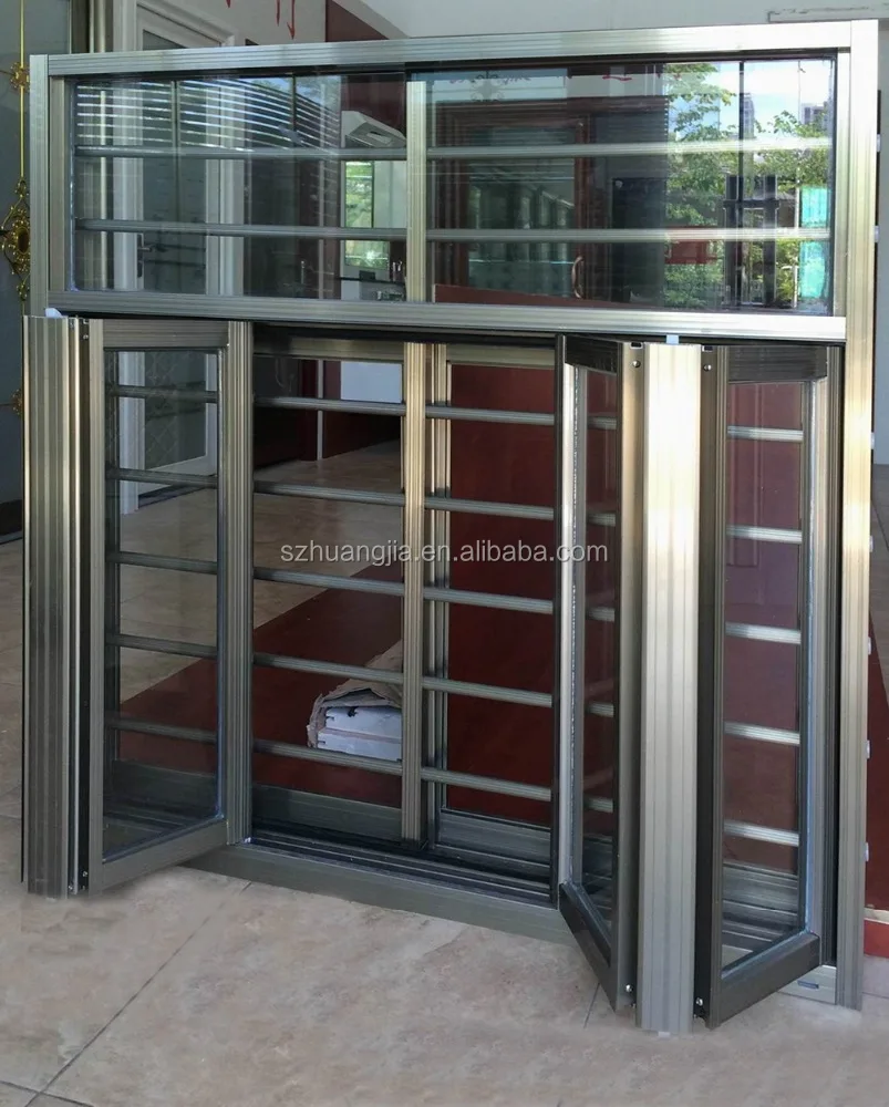 Strong Security Window Grill Design with Tempered Glass for Home