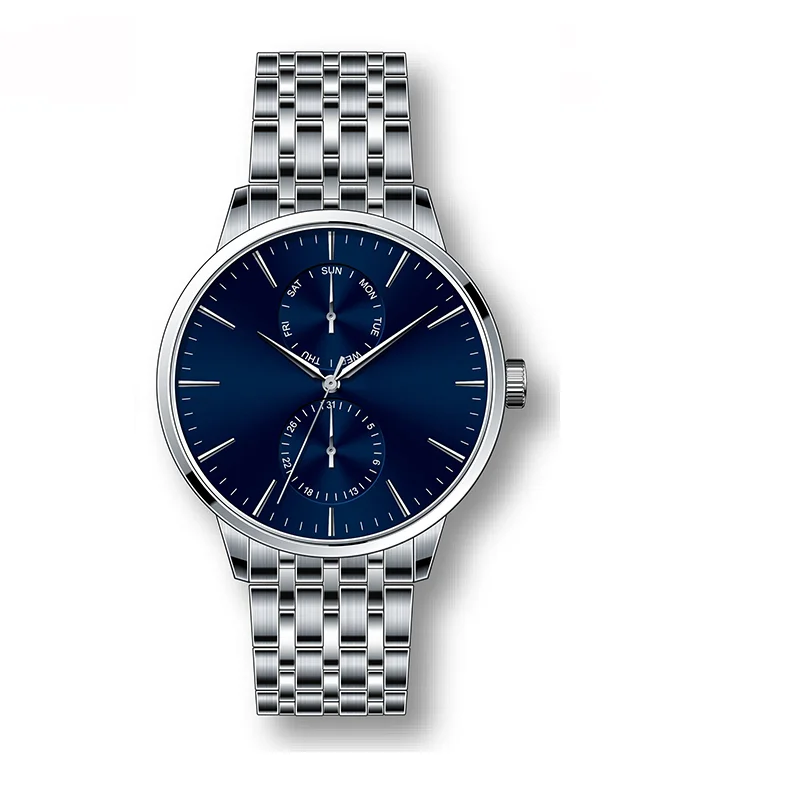 Stylish Leather Strap Chronograph Quartz Custom Watch Luxury