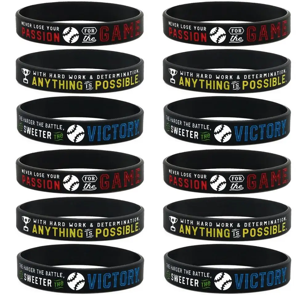 Baseball Big Band Silicone Bracelets (Per Dozen)