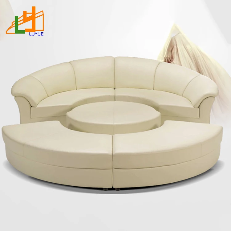 European Style Modern Round Genuine Leather Sofa Set Home Use Comfortable Sectional Couch with Sponge Filling for Apartments