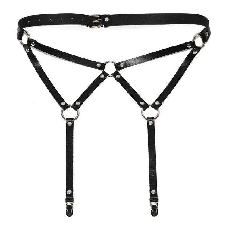 Vle Sexy Black Women Harness Leather Garter Belt Fetish Leg Stockings Belt Online Shopping