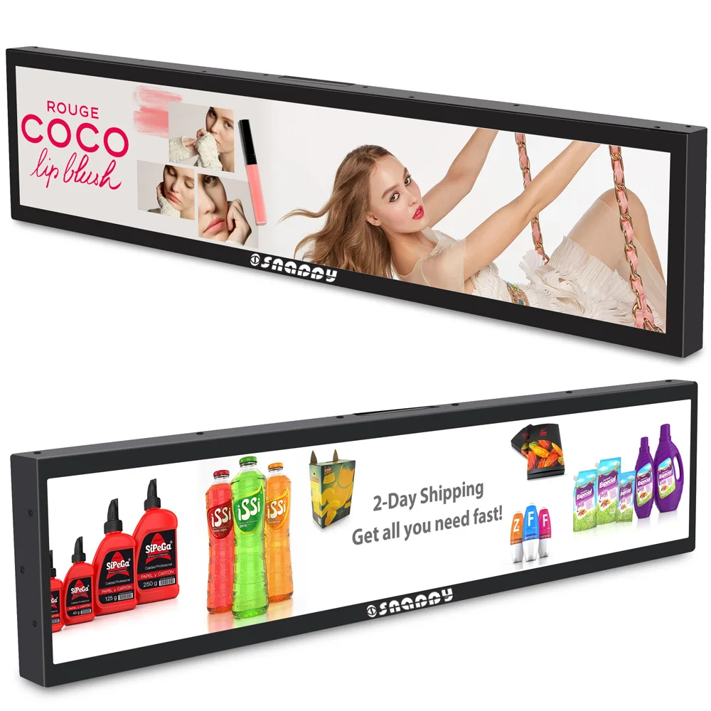 24 inch Shelf edge digital lcd display stretched bar ultra wide screen for supermarket advertisement