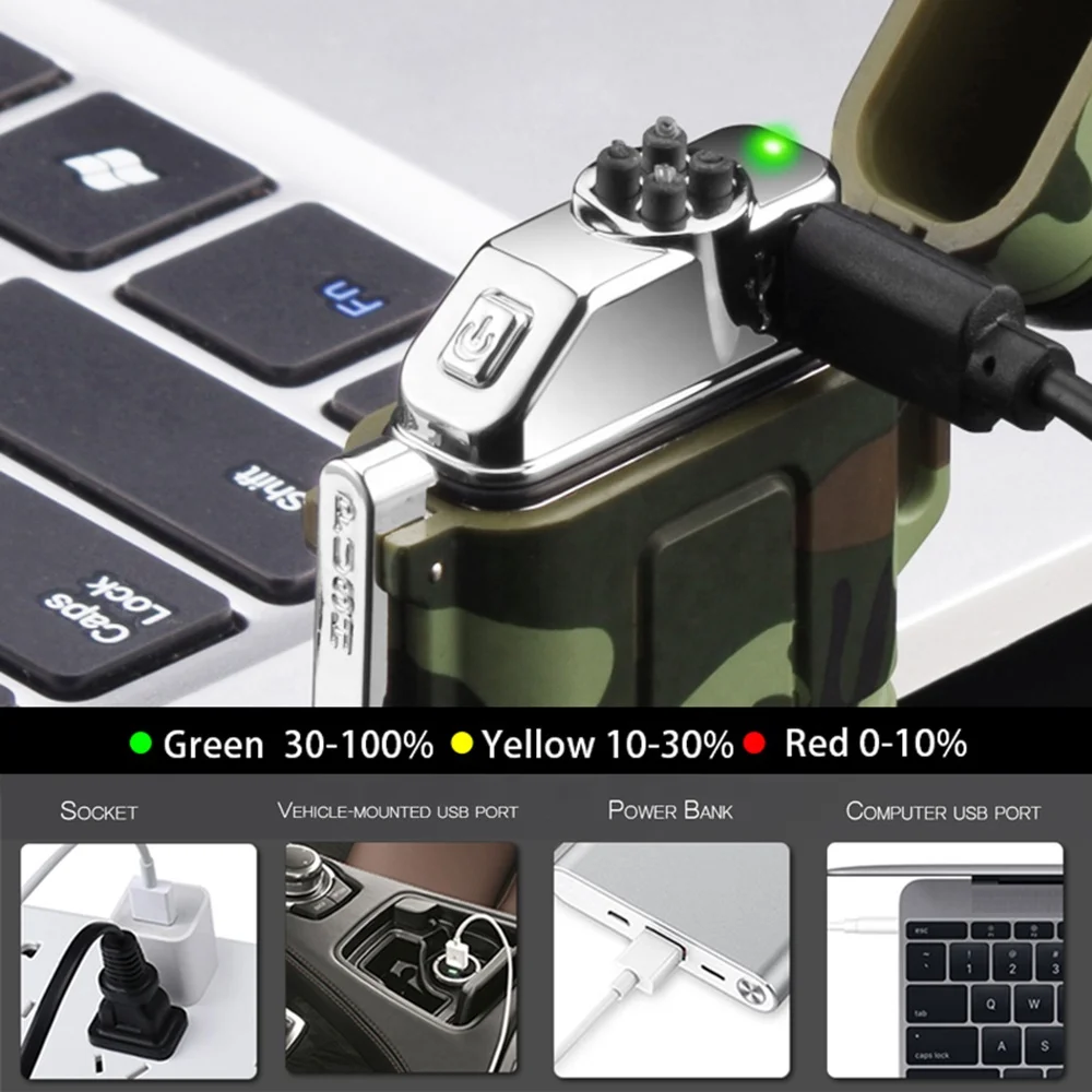 Explorer Lighter Factory Direct Wholesale USB Rechargeable Waterproof Electric Dual Arc Plasma Lighter Smoking Cigarette Lighter
