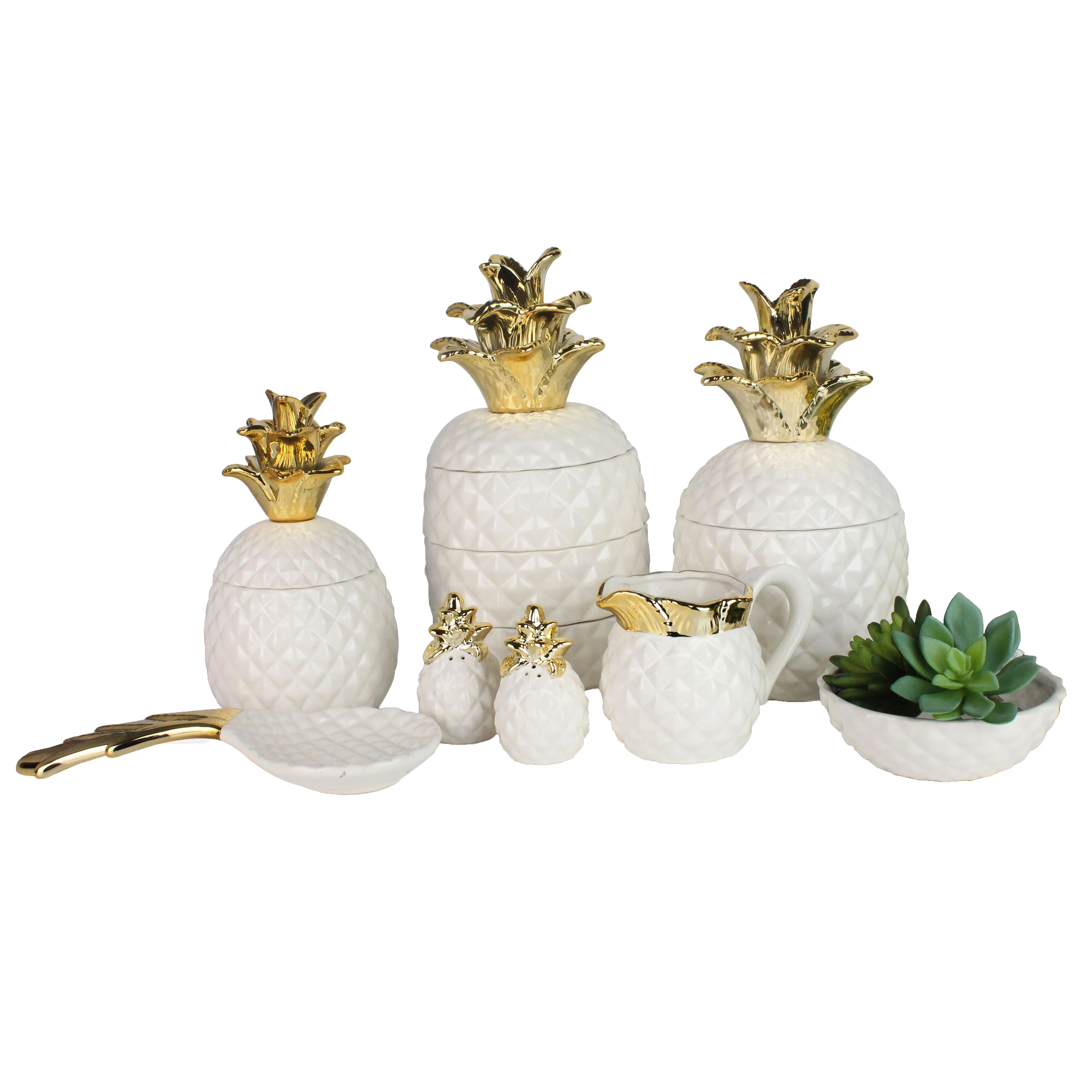 wholesale Ceramic Pineapple Porcelain Dinnerware Sets Home Decor