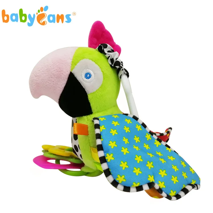 
 Baby fabric Bird toys Plush Hanging Toy With Teether and birds sound infant product  Made In China  