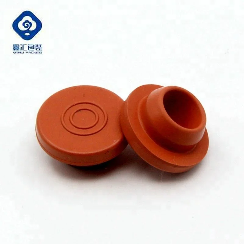 Медицинские стеклянные флаконы, красные бутилкаучуковые пробки 20 мм