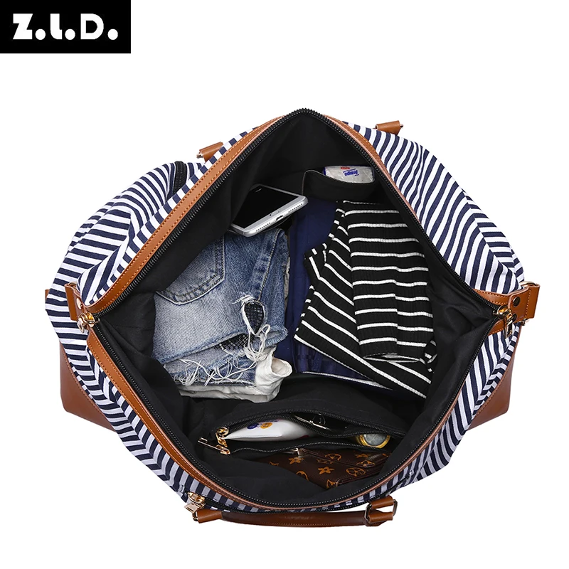 ZUOLUNDUO Stripe Colorlarge Capacity Canvas Storage Hand Laundry Travel  Sport Bag Travel Duffel Bag