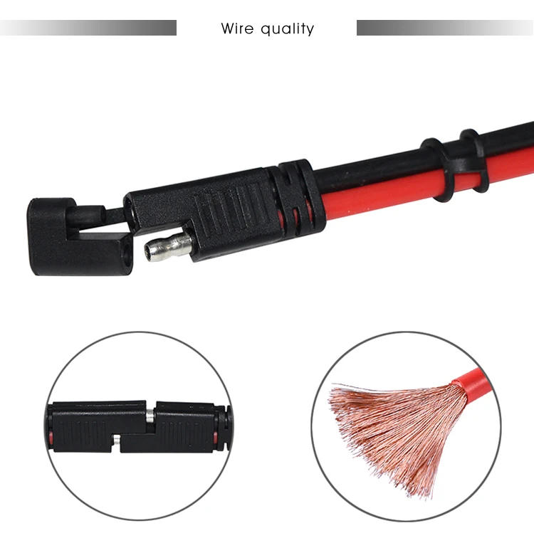 6ft 16/18Awg solar connector cord car Motorcycle charging battery cable 12/24V SAE to round terminal power cable 11