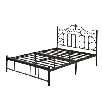 Simple and generous metal bed black white iron single bed metal bed frame use for bedroom