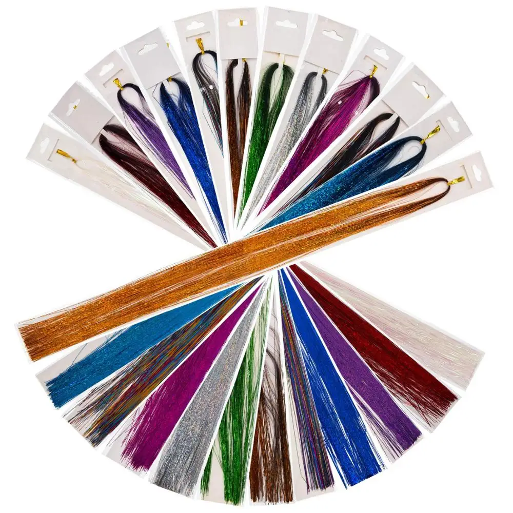 Hair Tinsel Strands 47 Inches Shiny Hair Tinsel Highlights Glitter Hair