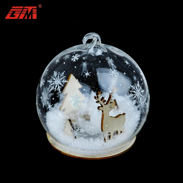 New personalized clear led light glass christmas ornaments flat bottom balls bulk on the Xmas tree supplier