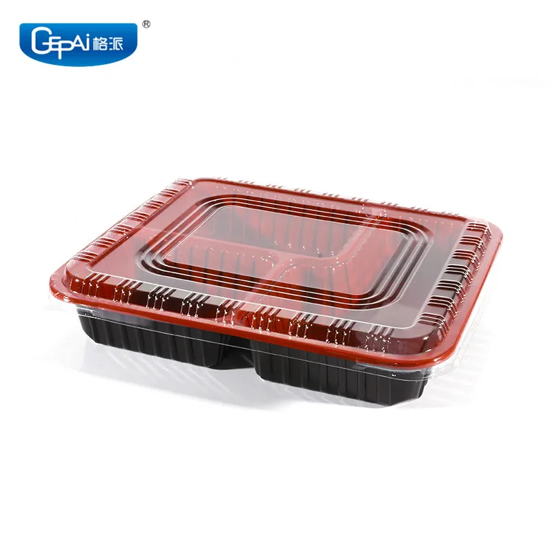3 Compartment Rectangular Plastic Disposable Microwaveable Food Container Lids Freezer Safe Lunch Box Sushi Storage Take Away