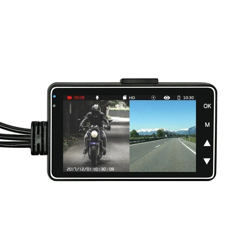720P 3 Inch LCD Screen Dual Lens Motorcycle Camera Recorder