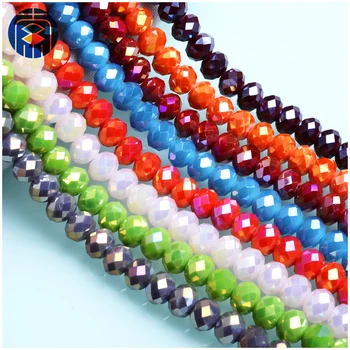 China Crystal Glass Beads Supplier AB Color Faceted Rondelle Czech Glass Beads
