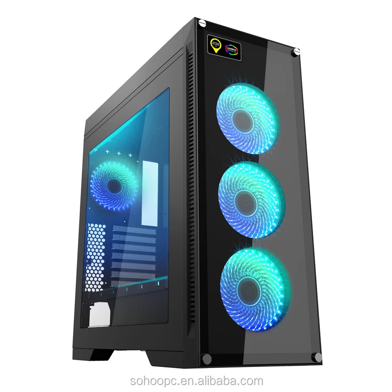 Full Tower ATX Computer Gaming case With Dual Tempered Glass Side Panel ARGB  Fans