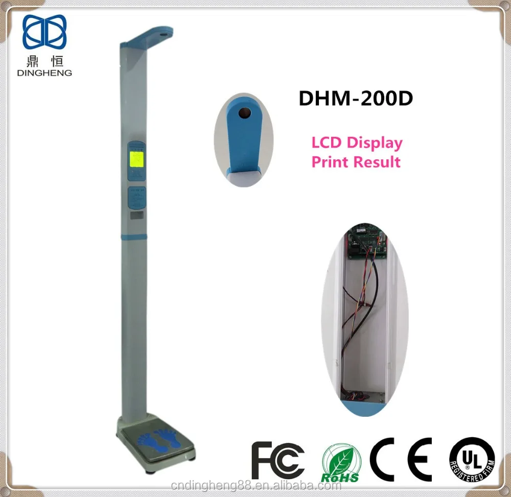 Coin Operated Height Weight BMI Scale with Printer and Land Wheel 200kg -  China Ultrasonic Height Weight Scale, BMI Body Scale