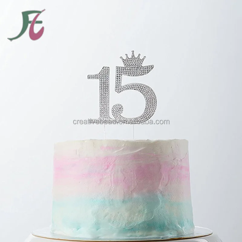 Silberner Glitzer 'Mis Quince 15' Kuchen-Topper – Für 15. Geburtstag, Quinceañera, Feliz 15 Años