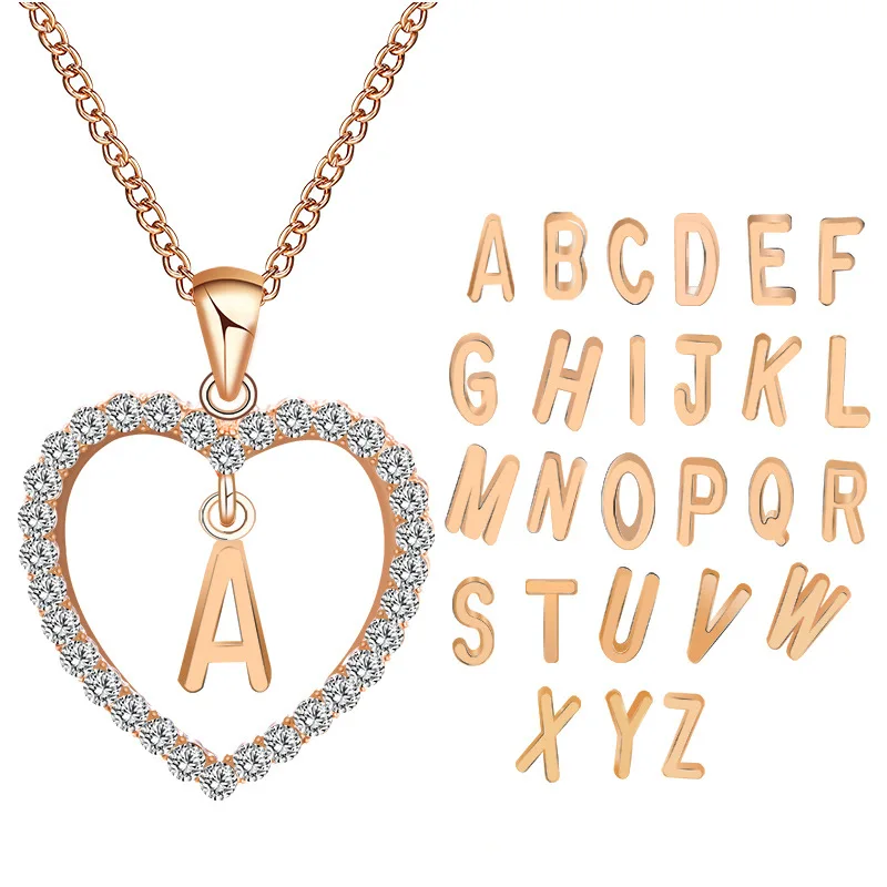 Fashion Wholesale Diy Heart Shape Custom 26 Letters Alphabet Gold Pendant Necklace Jewelry For Women Girls Lovely Holiday Gifts Buy Gold Pendant Necklace Letter Pendant Necklace Fashion Heart Shaped Gold Necklace Jewelry Product