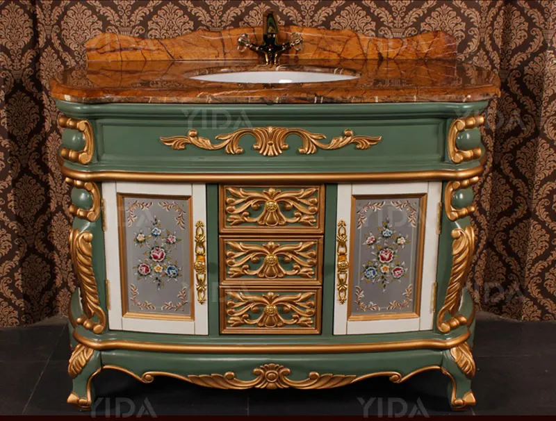 Китайский поставщик индивидуальный OEM роскошный античный шкаф из массива дерева для ванной комнаты