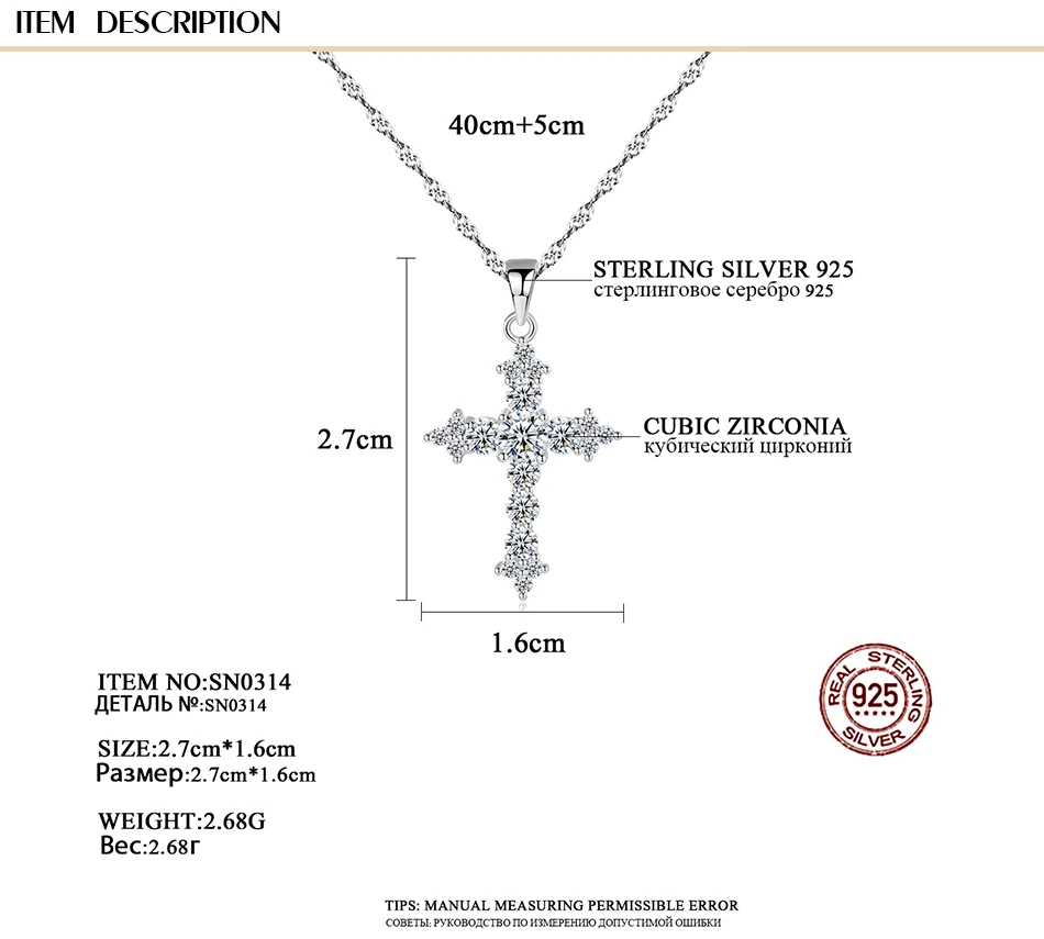 Czcity 925 Sterling Silver Jewelry Women Cubic Zircon Pendant Necklace ...