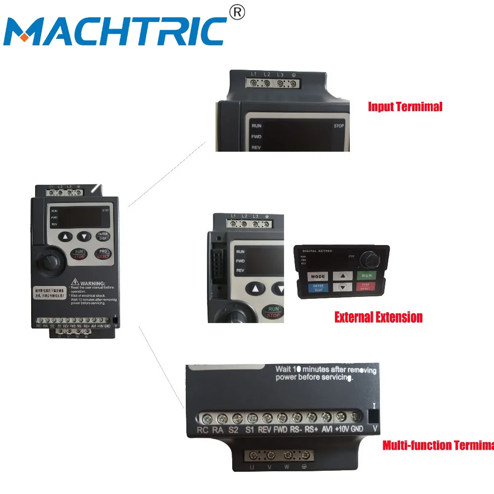 Machtric 60Hz 50Hz VFD Mini Style Variable AC Frequency Inverter