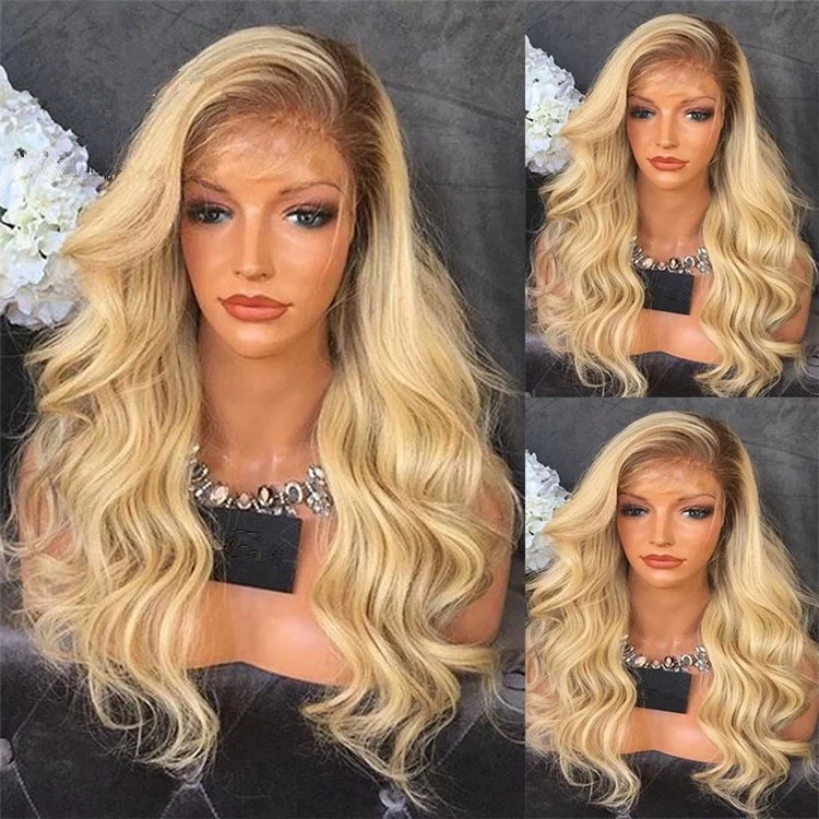 Shop Our Hot Sale Free Part Ombre Blonde Body Wave Wigs display picture 1
