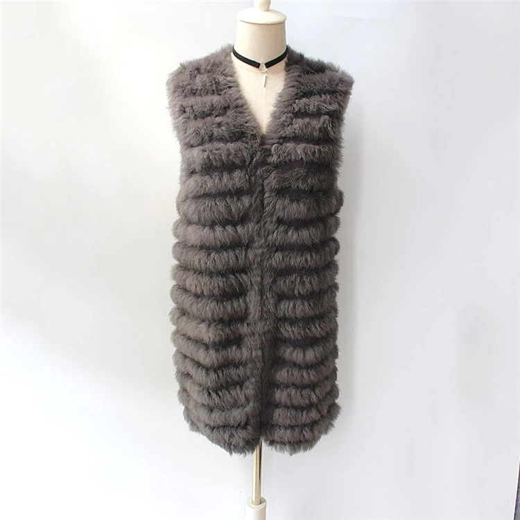 Women Real Rabbit Fur Vest Waistcoat Gilet Knitted Rabbit Fur Vest 100% Genuine 