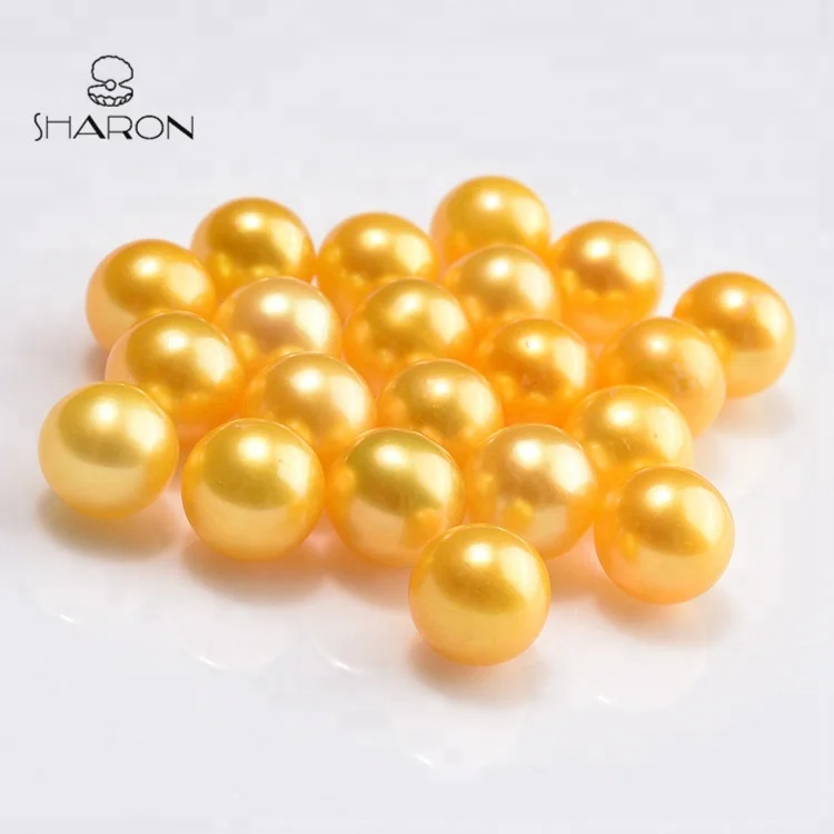 10 Pcs 6-7mm Yellow AAAA Pearl Beads,Nature pearl beads,Colorful Round Pearls With No Hole,For Cage Pendants,Bulk Wholesale High QualityC#24