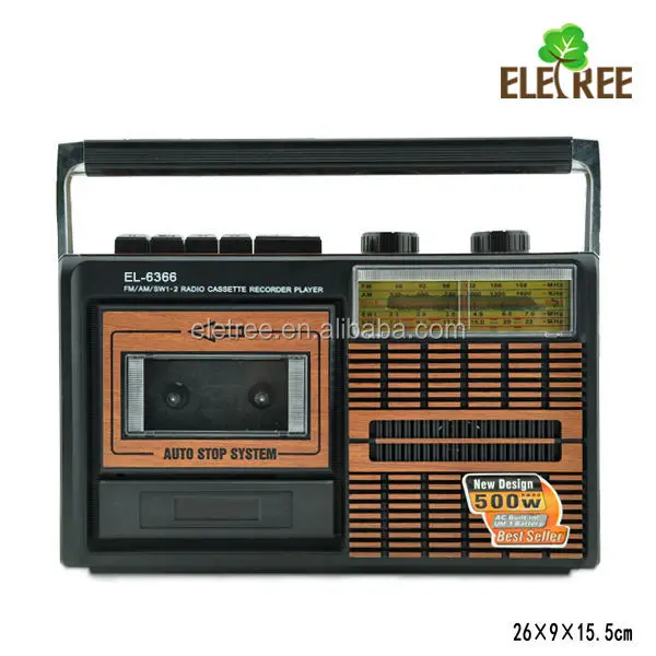 EL-6366 FM AM SW1 SW2 4バンド 80年代風ラジオカセットプレーヤー