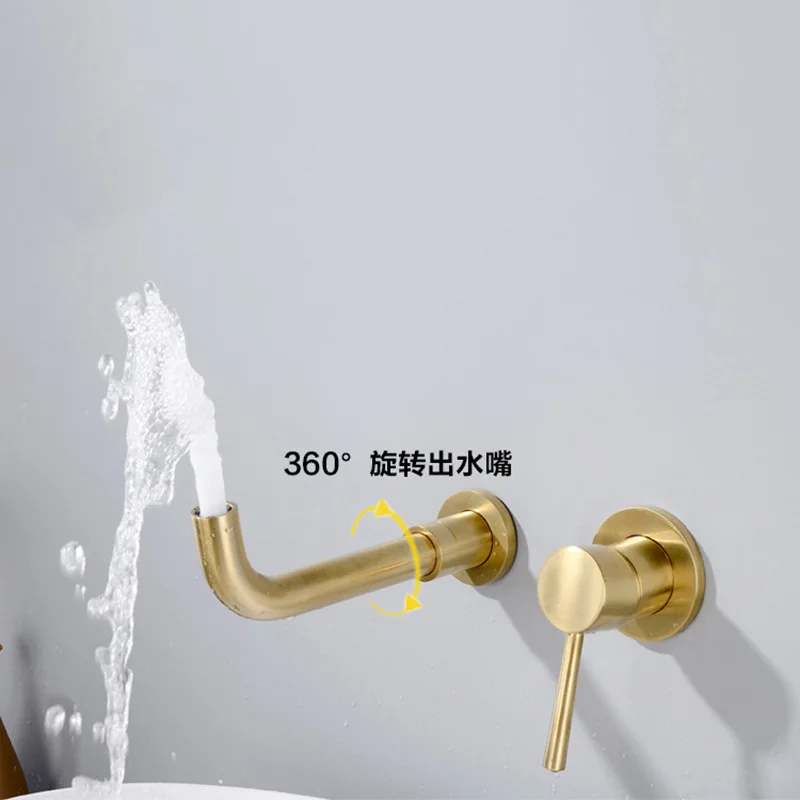 Rose Gold Bathroom Basin Faucet Wall Mounted Single  Handle Bathroom Faucet Bathroom Sink Faucet