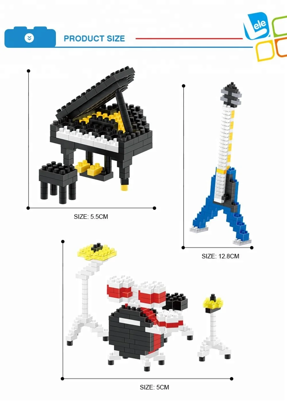 Customized Diamond Blocks Musical Instrument Nanoblocks Piano Guitar Drum Set Building Blocks